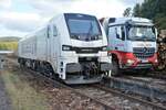 Am 07.10.2021 ist die Stadler Eurodual 159 218-7 (unterwegs für ECCO Rail) am Ladegleis im Bahnhof Arnsberg abgestellt.