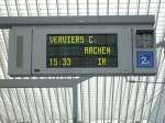 Hier der Zugzielanzeiger für den IR nach Aachen im Bahnhof Liège Guillemins.